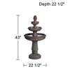 John Timberland Italian Style 3 Tier Outdoor Floor Water Fountain with Light LED 43" High Gray Faux Stone Garden Patio Backyard - image 4 of 4