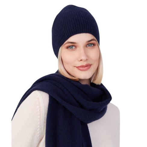 Pure Cashmere Ribbed Beanie Hat