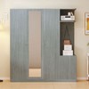 TIRAMISUBEST 4-Door Wardrobe with Storage Shelves, 1 Hidden Drawer, and Full-Length Mirror, Bedroom Armoire Closet with Hanging Rod - 2 of 4