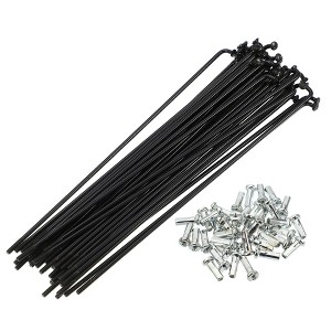 Unique Bargains 14G J Bend Bike Bicycle Spokes With Nipples Steel Black 40 Pcs - 1 of 4