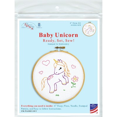 Jack Dempsey Stamped Hoop Kits 6"-Baby Unicorn