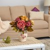 Nearly Natural 16-in Peony Artificial Arrangement in Flower Print Jar - 4 of 4