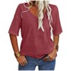Imily Bela Women's Casual V Neck Half Sleeve Oversized T Shirt Solid Color Basic Top - 2 of 4