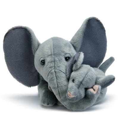 DEMDACO Elephant Mom & Baby 12 inches - Grey