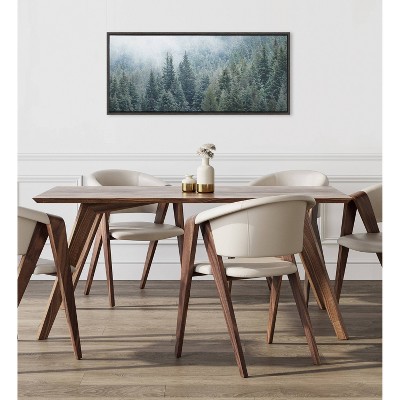 Evergreen Dream Metallic Canvas Forest Landscape Art in Dark Frame