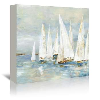Americanflat Coastal White Sailboats By Pi Creative Art Wrapped Canvas
