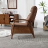 Coffee Wood Frame Armchair, Modern Accent Chair Lounge Chair for Living Room - 2 of 4