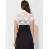 INSPIRE CHIC Women's Lace Stand Collar Pearl Button Short Sleeve Cropped Shrug - 4 of 4