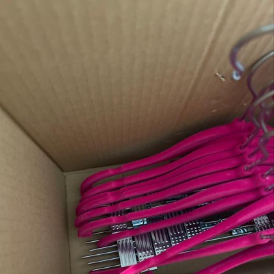 24 Pack Hot Pink Velvet Hangers with Clips for Kids, Baby Nursery,  Children's Closet, Dresses, Shirts, Pants, Skirts, Ultra Thin, Nonslip