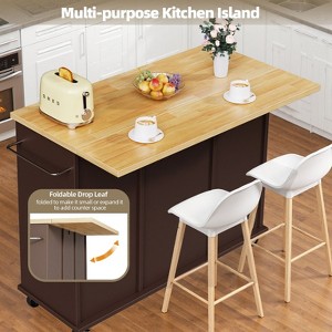 Celebalcony Rolling Kitchen Island Cart With Butcher Block Top – Portable Workstation With Storage Shelves & Locking Wheels - 1 of 3