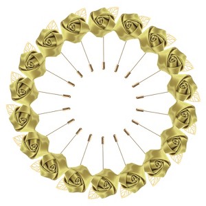 Unique Bargains Wedding Golden Leaf Rose Flower Lapel Pins for Men Suits 18 Pcs - 1 of 4