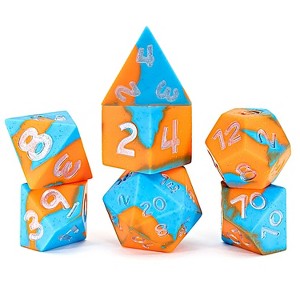 Gate Keeper Games Cryo By Fire Anti-Stress Dice 7pc RPG Set-Blue Orange Glitter - 1 of 4