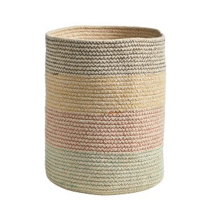 Nearly Natural 12-in Handmade Natural Cotton Multicolored Woven Basket Planter - 1 of 2