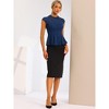 INSPIRE CHIC Women's Mock Neck Cap Sleeve Crochet Lace Peplum Blouse - 2 of 4