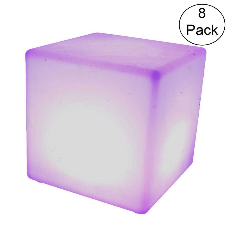 Main Access Color Changing LED Light Plastic Waterproof Cube Seat with 4 Lighting Modes, 16 Color Options, and Remote Control for Poolsides (8 Pack), 2 of 7