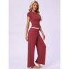 INSPIRE CHIC Women's Ruffled Short Sleeve and Long Pants Lounge Sets 2 Piece Soft Pajama Sets - 2 of 4