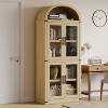 Garvee Arched Bookshelf with Doors - Glass Doors - 15.83 inches deep by 71.4 inches tall rustic ambiance premium wood display cabinet - 4 of 4