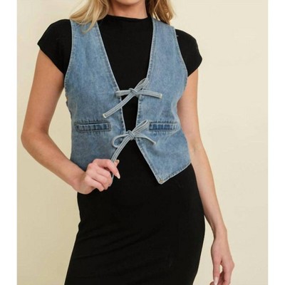 Women's Tie Front Vest - Cloud Ten