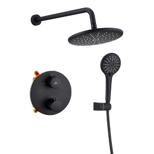 CASAINC 3-Spray Patterns 9 Inches Wall Mount Dual Shower Heads (Thermostatic Valve Included) - 1 of 4