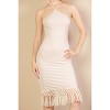 Slickblue Women's Ribbed Halter Neck Midi Dress with Fringe Hem, Stretch Knit Fit, Black/Flamingo/Stone, Size S-L - 4 of 4