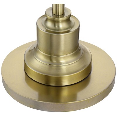 58" Antique Brass Floor Lamp with Beige Pleated Shade