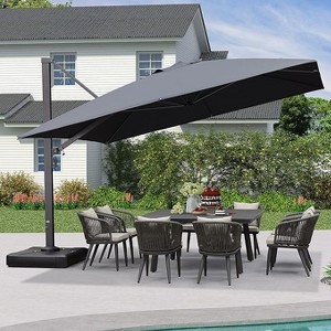 PURPLE LEAF Square Patio Umbrella with Base Large Outdoor Offset Umbrella 360-degree Rotation Cantilever Umbrella for Garden Deck Backyard Pool - 1 of 4