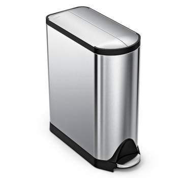 simplehuman Brushed Stainless Steel 40-Liter Butterfly Recycler Trash Can