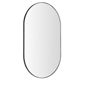 Wall Mirror 40*30 Inch Black Inch Metal Oval Mirror Dressing Mirror for Bathroom Living Room Bedroom Wall Decor (Horizontal & Vertical) - 1 of 4