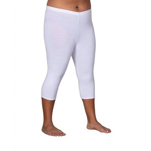 Women's Plus Size Cotton Jersey Capri Leggings - On The Plus Side - 1 of 2