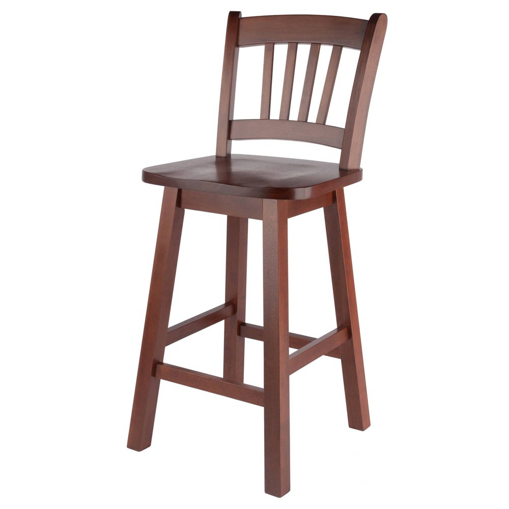 Fina Swivel Seat Counter Height Barstool Walnut - Winsome: Transitional Style, Wood Frame, Fixed 24.57&#34; Seat Height