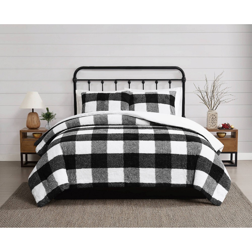 Cannon 3pc Full/Queen Cozy Buffalo Check Comforter Set Black