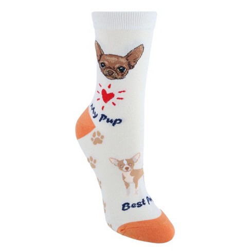 CTM Women s My Pup Crew Novelty Socks Chihuahua