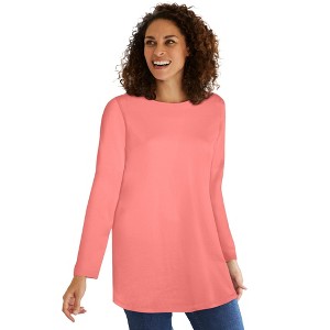 Woman Within Perfect Long-Sleeve Crewneck Tunic - 1 of 4