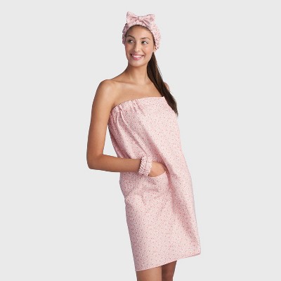 Waffle Bath Wrap Dotted Pink - Room Essentials™