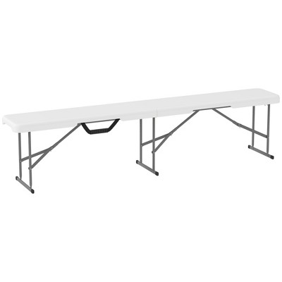 Outsunny 6 ft Plastic Folding Bench, Portable Bench Seat with Carrying Handle, White