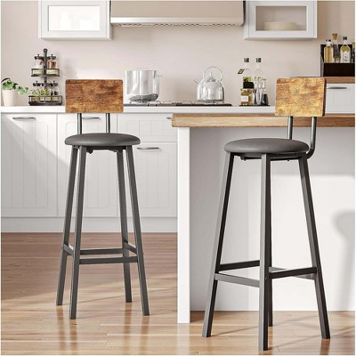 Infurnic Counter and Bar Stools, Modern Counter Stool Barstools with Backrest and Metal Legs, Armless Chair for Kitchens, Bar, Gray, 11"*15"*37.8"
