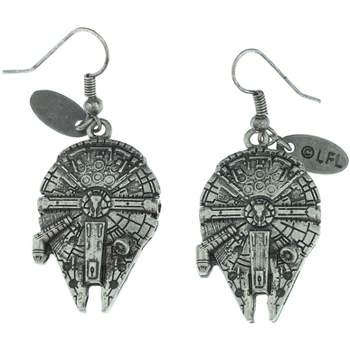 Star Wars Millennium Falcon 3D Dangle Earrings Silver