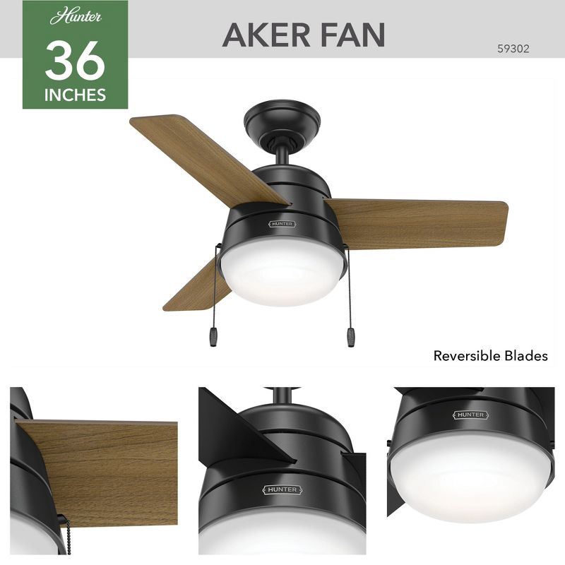 36" Aker Ceiling Fan (Includes LED Light Bulb) - Hunter Fan, 4 of 17