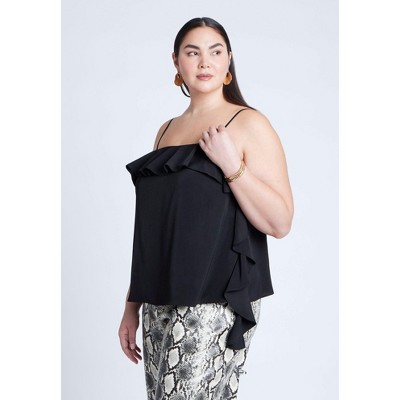 ELOQUII Women's Plus Size Flounced Neckline Cami