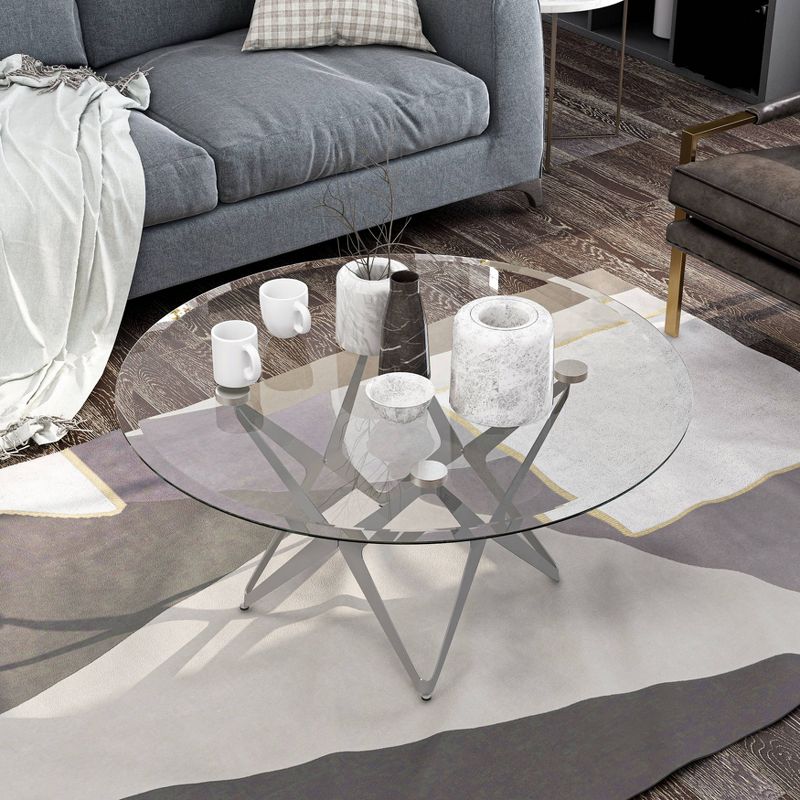Braylyn Round Glass Top Contemporary Coffee Table Champagne - miBasics, 4 of 7