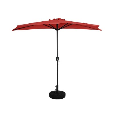 WestinTrends 9 Ft Half Market Patio Umbella with Black Round Plastic Base