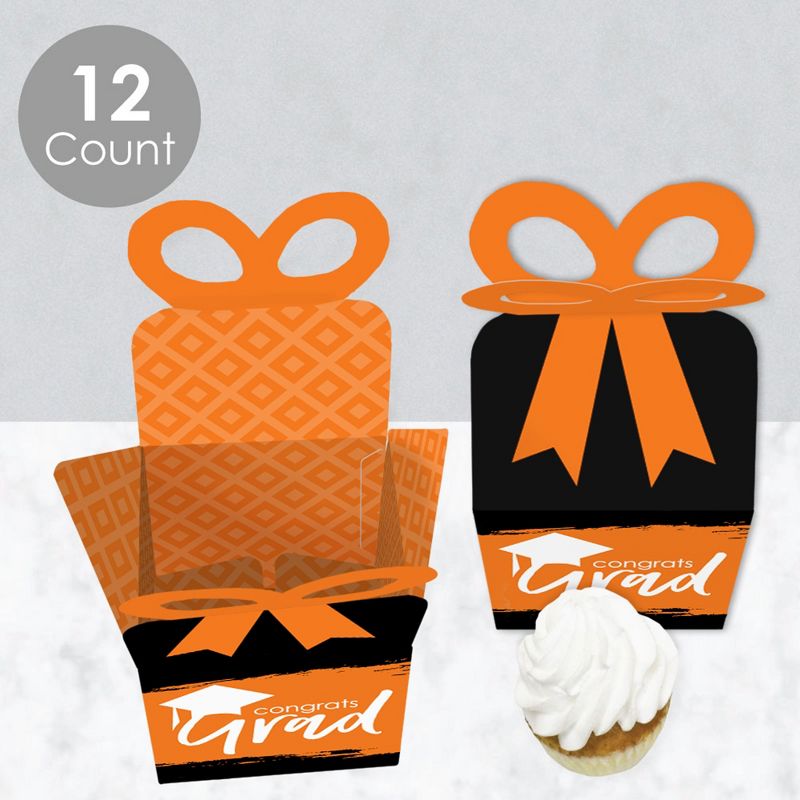 Big Dot of Happiness Orange Grad - Best is Yet to Come - Square Favor Gift Boxes -  Orange Graduation Party Bow Boxes - Set of 12, 3 of 8