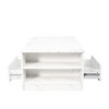 CAVINAS Minimalist Rectangular Coffee Table with LED Lights & Storage Drawers/Shelves,Marble Center Table for Living Room,Apartment - 3 of 4