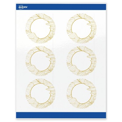 Avery Round Labels, Gold Florals, 3" Diameter, 60 Total