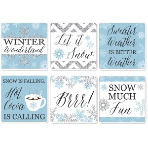 Big Dot of Happiness Winter Wonderland - Snowflake Holiday Party and Winter Wedding Decorations - Drink Coasters - Set of 6 - 1 of 4