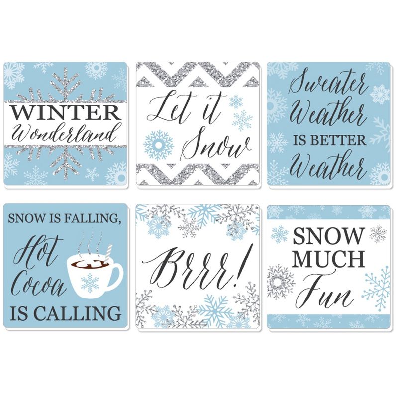 Big Dot of Happiness Winter Wonderland - Snowflake Holiday Party and Winter Wedding Decorations - Drink Coasters - Set of 6, 1 of 9