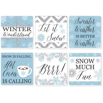 Big Dot of Happiness Winter Wonderland - Snowflake Holiday Party and Winter Wedding Decorations - Drink Coasters - Set of 6