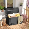 Tangkula 103 Gallon Resin Outdoor Storage Box Waterproof Deck Box w/ Lockable Lid & Wheels Brown/Black/Grey - 3 of 4