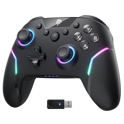 Aukfa X20 Wireless RGB Controller - Hall Effect Stick, 1000Hz Polling, Gyro for PC/Switch/Steam/Android, Black