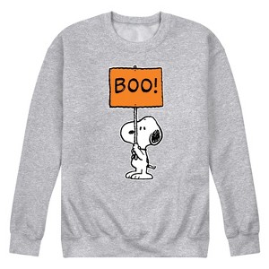 Men's - Peanuts - Snoopy Halloween Boo Sign Graphic Fleece Sweatshirt - 1 of 4